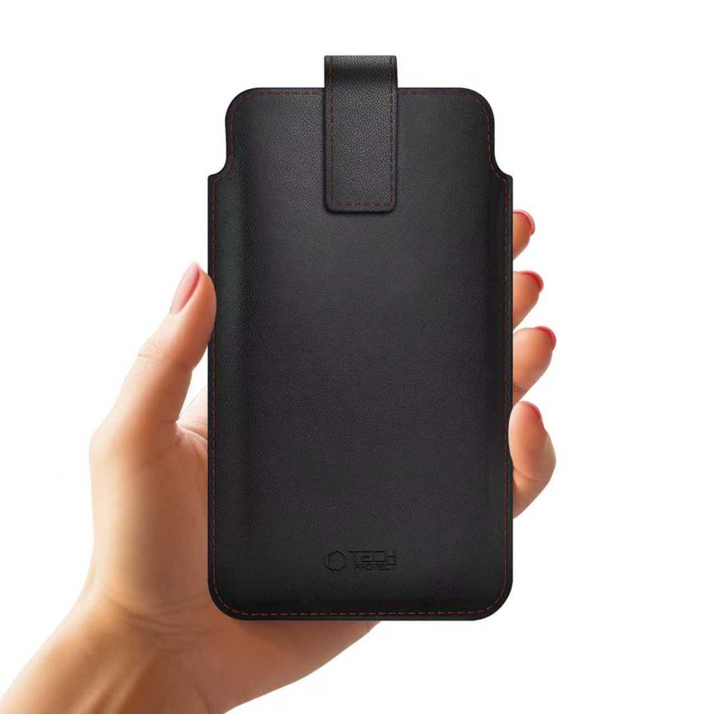 Husă telefon Tech-Protect SM65 - universală, negru/roșu, cu bandă de extragere (17x10 cm)