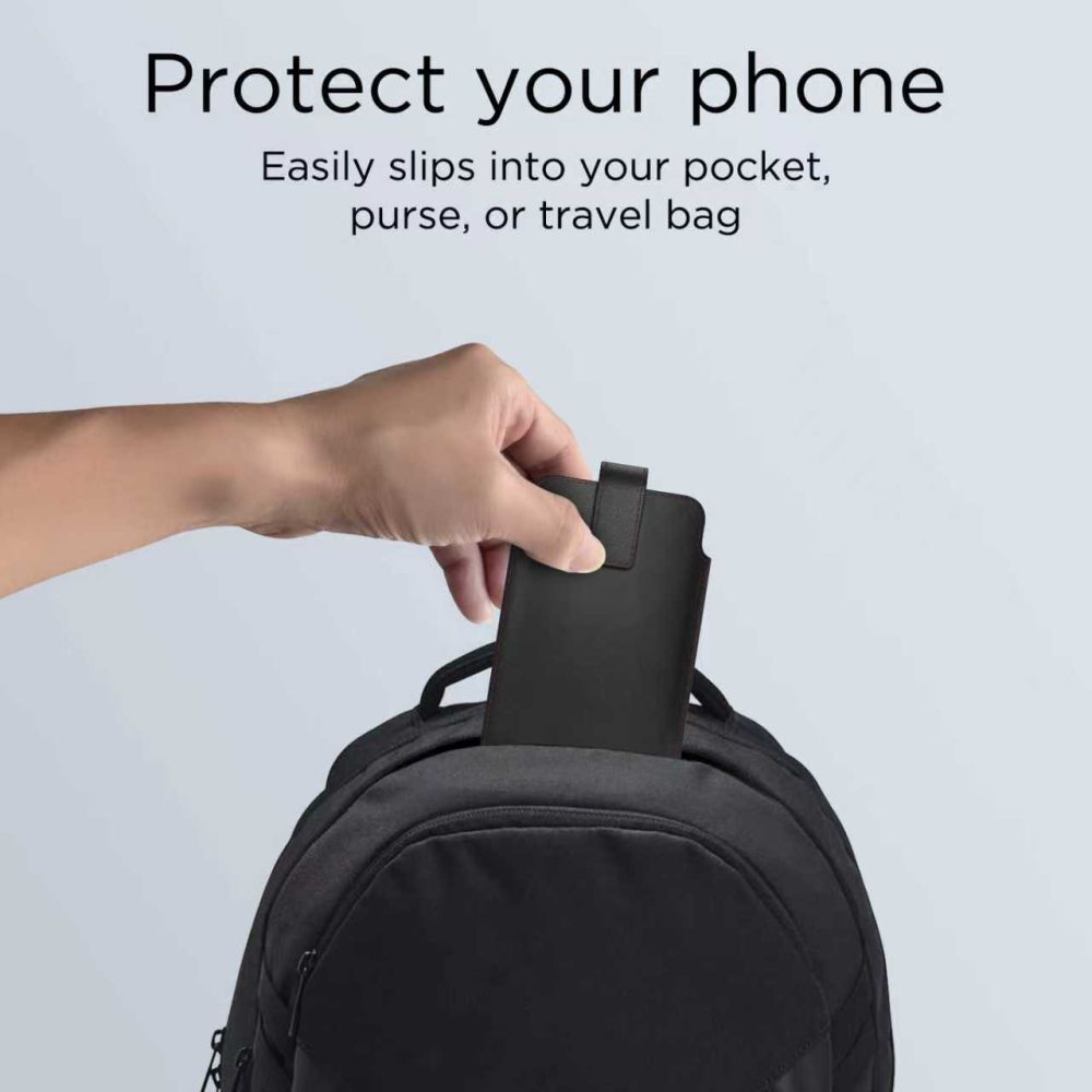 Husă telefon Tech-Protect SM65 - universală, negru/roșu, cu bandă de extragere (17x10 cm)