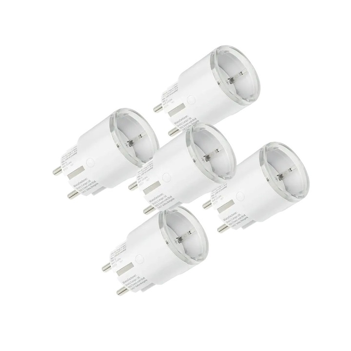 Pachet 5× Shelly Plug S Gen3 Alb – Prize inteligente WiFi, Matter, Bluetooth, monitorizare consum