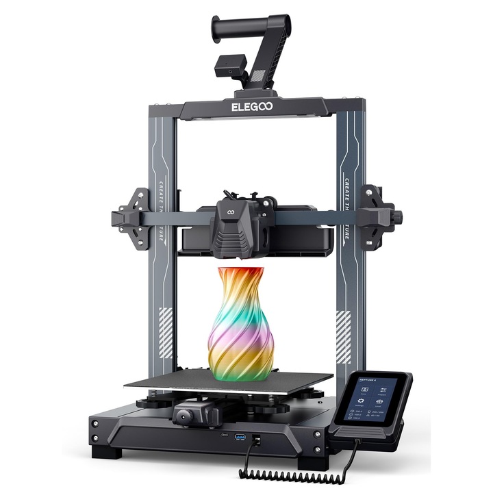 ELEGOO Neptune 4 3D nyomtató, 225x225x265mm nyomtatási méret, 500mm/s sebesség, Automatikus szintezés