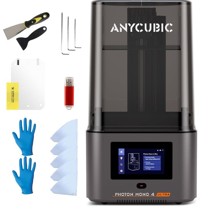 Anycubic Photon Mono 4 Ultra 10K Gyanta 3D nyomtató, 7'' monokróm képernyő, nyomtatási méret 153,4x87x165mm