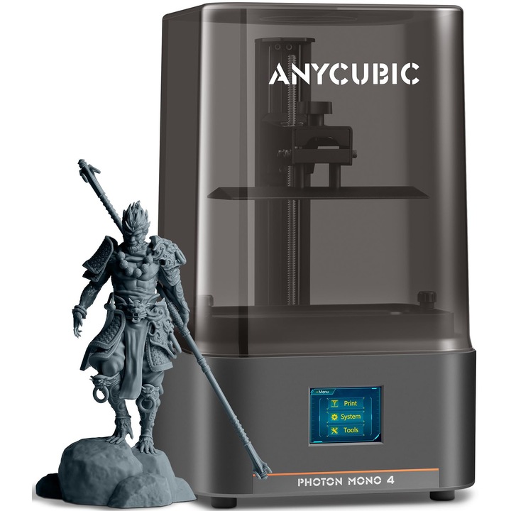Anycubic Photon Mono 4 3D nyomtató, 7'' monokróm LCD, 70 mm/óra nyomtatási sebesség, 153,4x87x165 mm térfogat