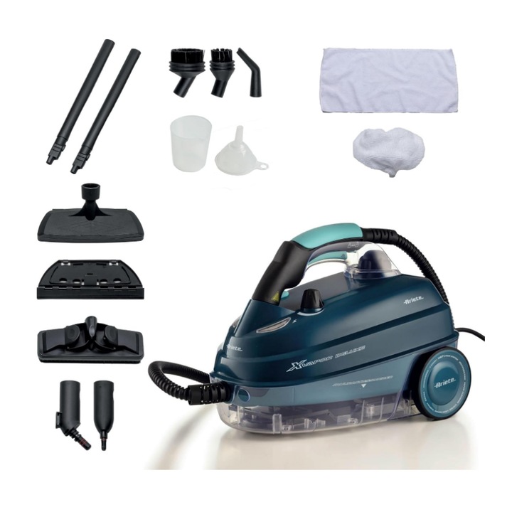 Aparat de curățat cu abur XvaporDeluxe 4146 Ariete, 1500 W, 1.6 l, 5 bar, kék/türkiz
