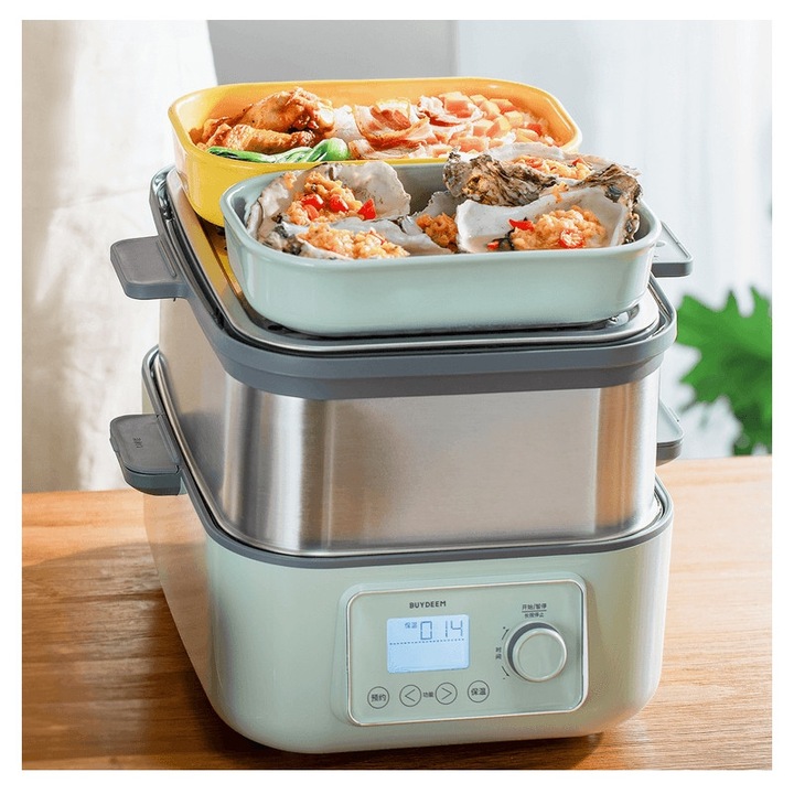 Buydeem CT3007-CG kerámia uzsonnás doboz, 500 ml, 19.5x16.5 cm, Hőálló 230°C-ig, Sütő- és mikrohullámú sütőben használható, Zöld