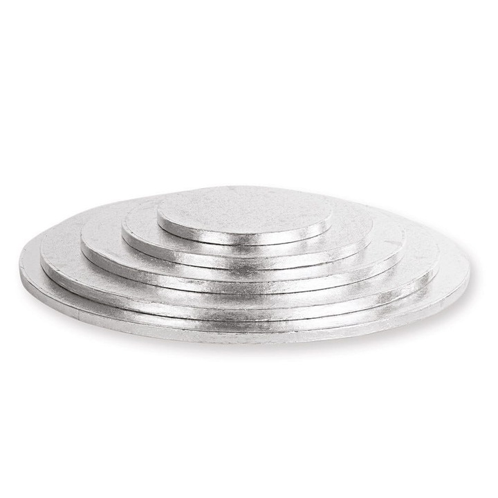 Platforma tort rotunda, 30 cm, grosime 1.2 cm, argintie