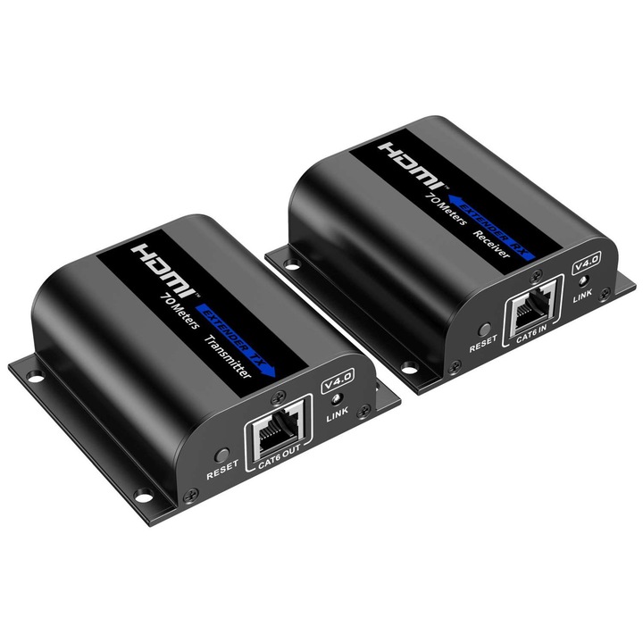 Kit Extender HDMI, pana la 70m, prin cablu Cat6/Cat6a/Cat7, EDID, 4K@30Hz, PremiumCord, khext60