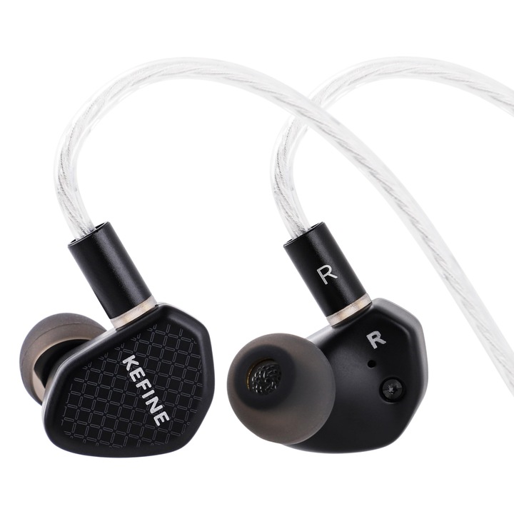 Casti in ear LINSOUL Kefine Klean, driver dinamic 10mm, cablu detasabil placat cu argint, negru