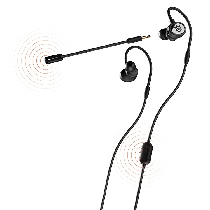 Căști gaming Intraauriculare SteelSeries Tusq, microfon integrat și detașabil, design ergonomic, jack