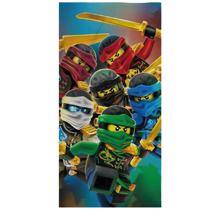 Lego Ninjago Golden Weapons кърпа за баня, плажна кърпа 70x140см (Бързосъхнеща)
