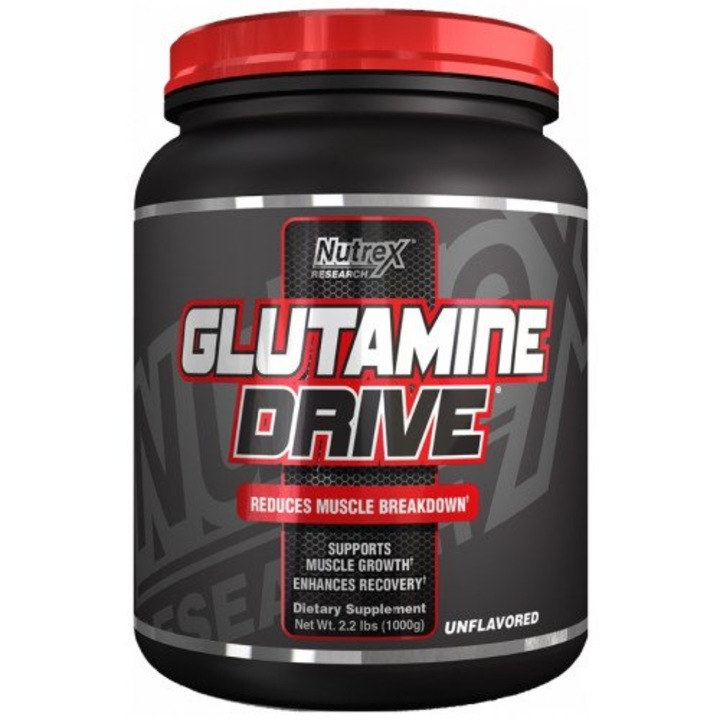 Glutamina Drive Nutrex 1000g, L-glutamina pura, fara gust, pentru recuperare musculara