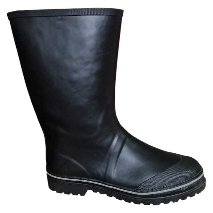 Cizme de ploaie pentru barbati, Confort, caramb inalt, model durabil si calduros, cu talpa flexibila si aderenta, Negru, 44 EU