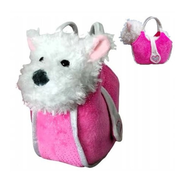 Pluszowy Piesek West Highland White Terrier in Toreba, 20x20x9,5cm, Set Jucarii de Plus