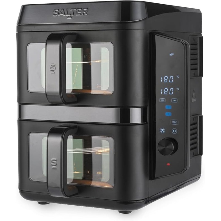 Friteuza cu aer cald Salter ‎EK6534VDE-NL VertiCook View – Sertare verticale duble, gatit pe 4 niveluri, capacitate 9 L in 2 cosuri de cate 4, 5 L, economisire de spatiu, 12 functii de gatit