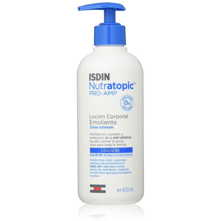 ISDIN Nutratopic Pro-Amp hidratáló testápoló atópiás bőrre, 400 ml, unisex, nyugtatás és hidratálás