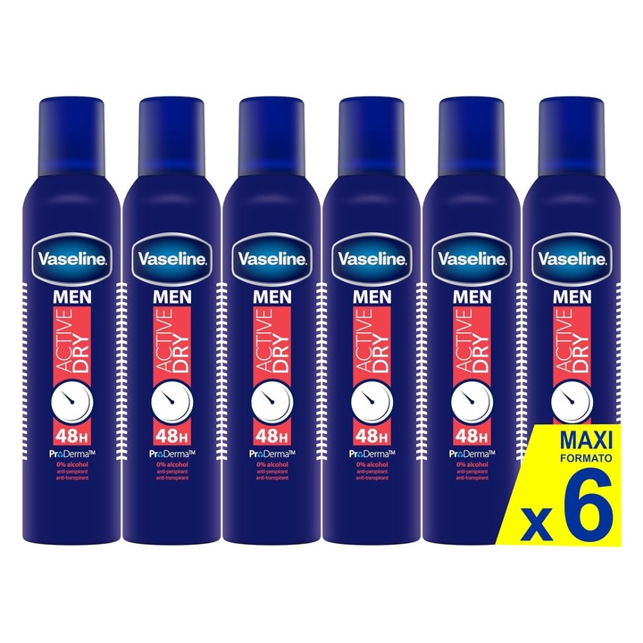 Vazelin Férfi Aktív Száraz Testápoló 250ml, 6 darabos szett, férfiaknak