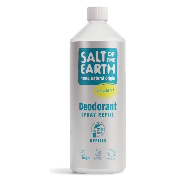 Rezerve spray dezodor természetes Salt of the Earth, illatmentes, vegán, 1000 ml