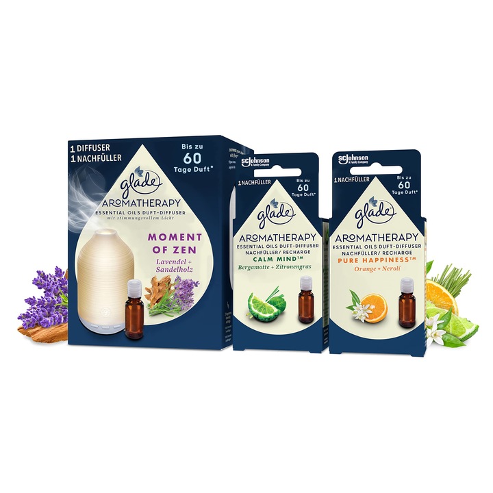 Glade illatdiffúzor, 3 utántöltővel, aromaterápia, 17,4 ml
