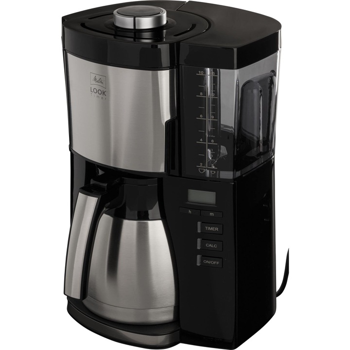Espressor cu filtru Melitta Look Timer, 10 căni, negru, 1.25l, 1000W