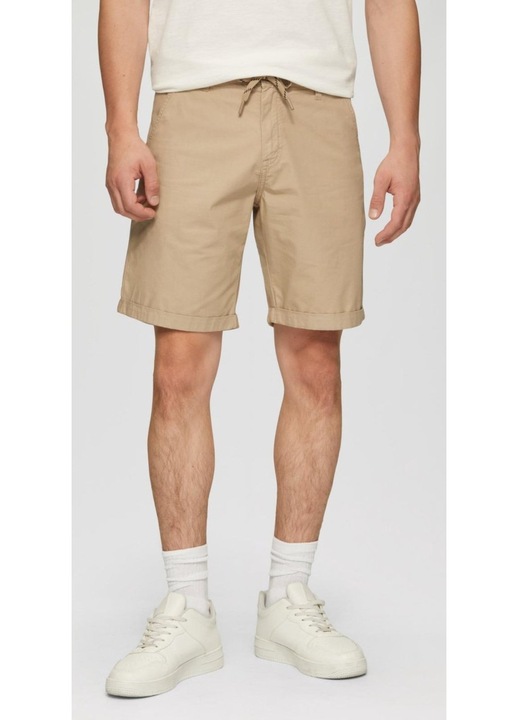 Q/S by s.Oliver Pantaloni scurti barbati chino, Jhon cu croiala Regular fit si talie medie, Crem