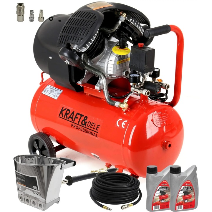 Set profesional de tencuit, masina tencuit, compresor 50L + Furtun 20m + Conectori