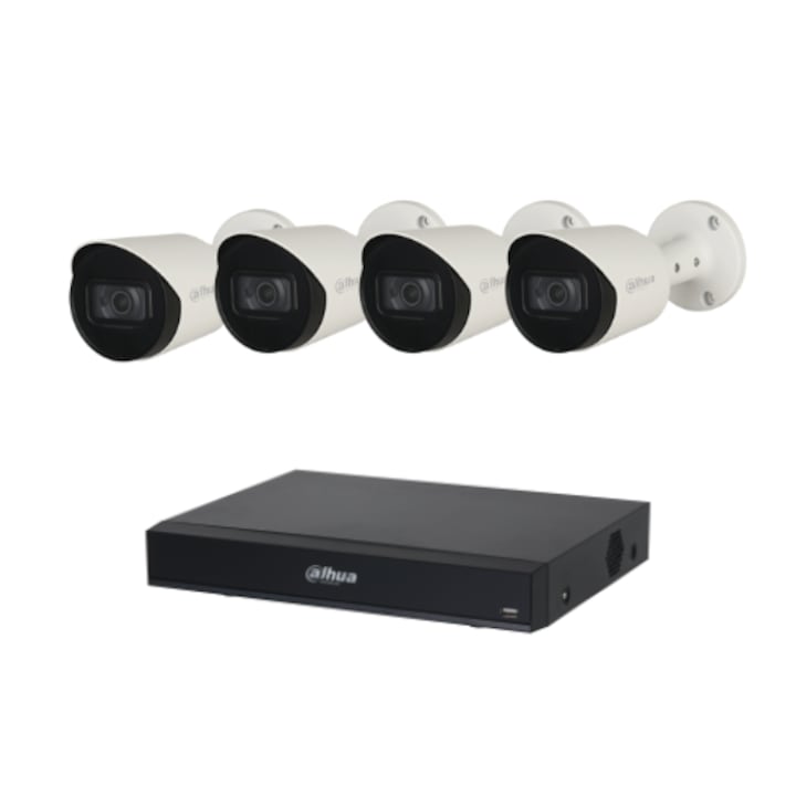 Sistem Complet de Supraveghere si Securitate AHD, 8 Camere Incluse, Rezolutie 1080P, Port USB, Temperatura functionare 0 °C ~ 30 °C, Design Modern