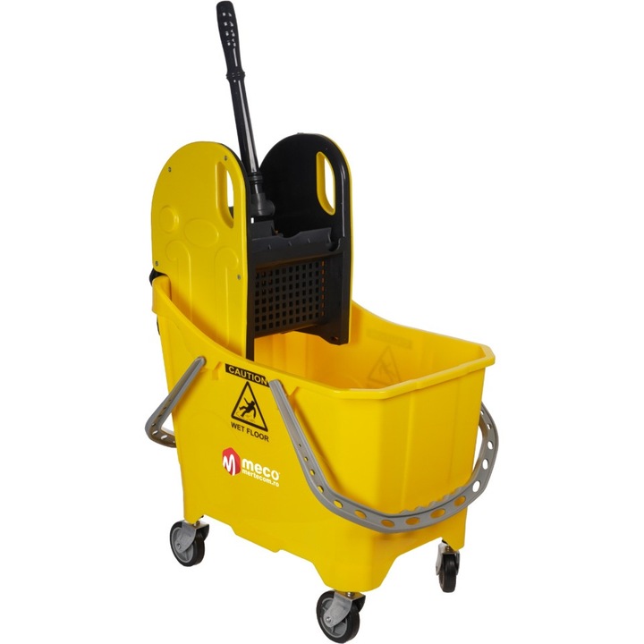 Galeata profesionala mop ZEDA MZED3336G 24 litri, galben, set cu storcator, roti pivotante