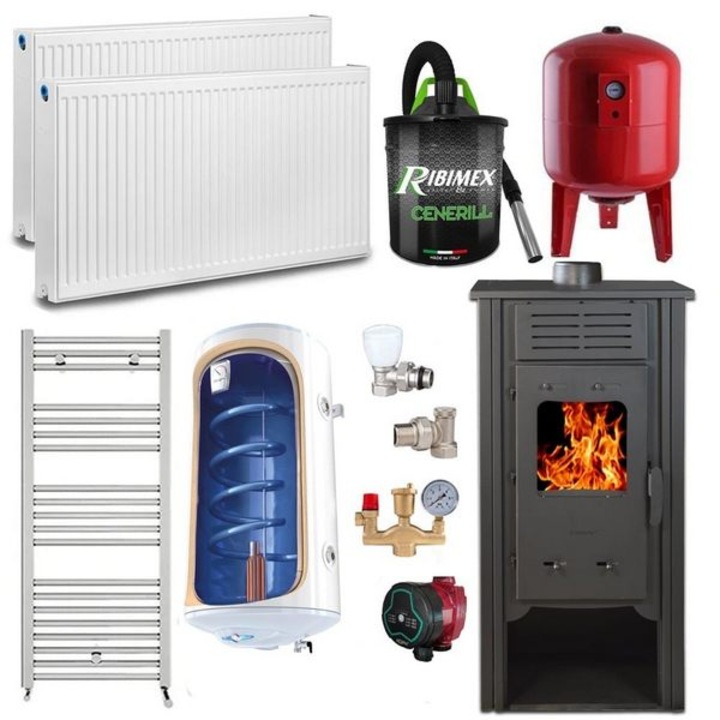 Pachet Termosemineu Termax Hydra, 6.5 kW, Bej, incluzând Pompa Recirculare, Boiler Termoelectric Tesy 80L