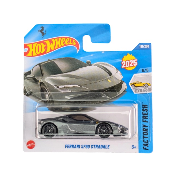 Количка Hot Wheels Ferrari SF90 Stradale, сива, мащаб 1:64 - модел 2025