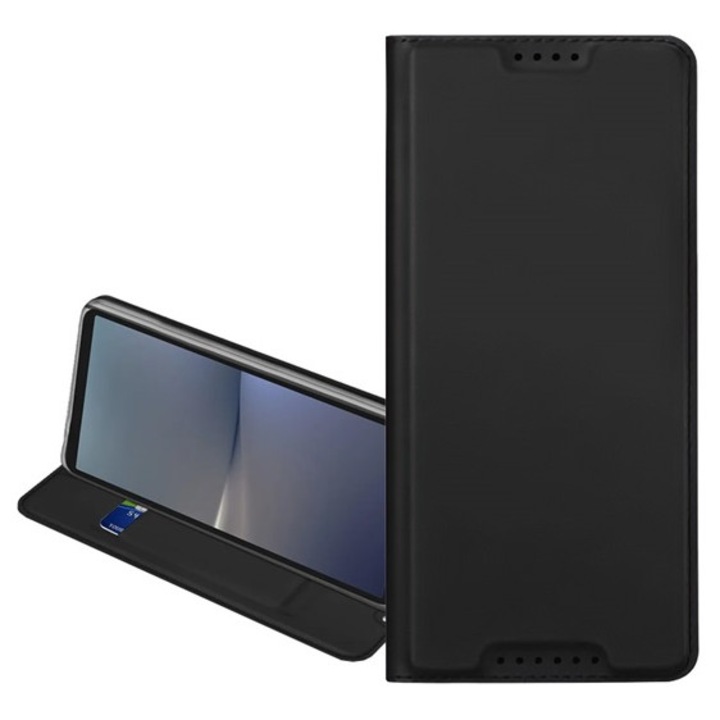 Dux ducis skin pro mobiltelefon tok álló, bőr hatású, flip, oldalra nyíló, kártyazseb, asztali tartó, fekete, kompatibilis: Samsung Galaxy A17 4G, SM-A175, / Galaxy A17 5G, SM-A176