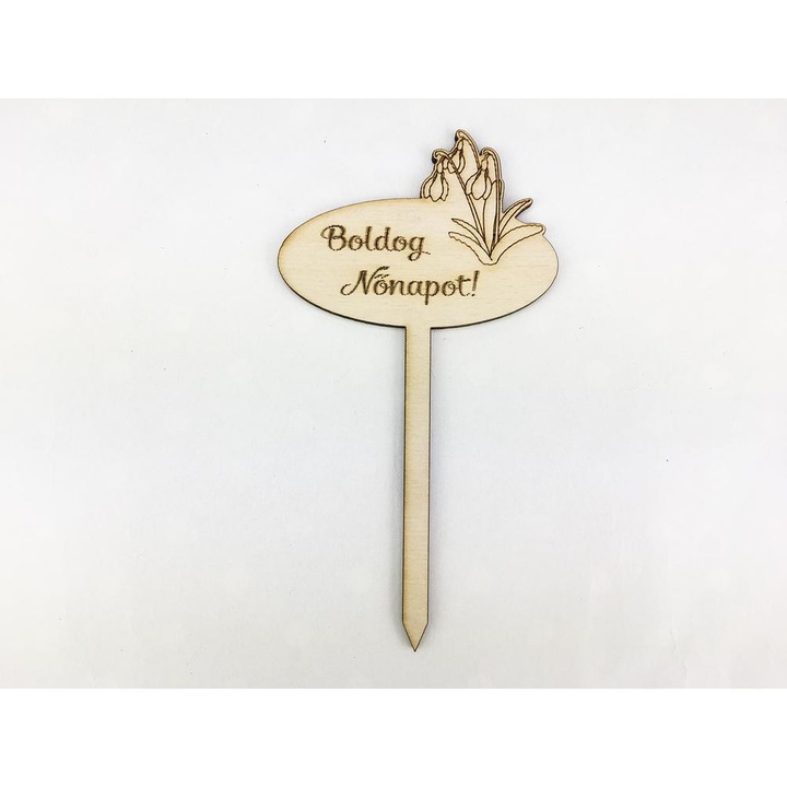 Natúr fa - Beszúrós "Boldog Nőnapot" tábla 7, 5cm