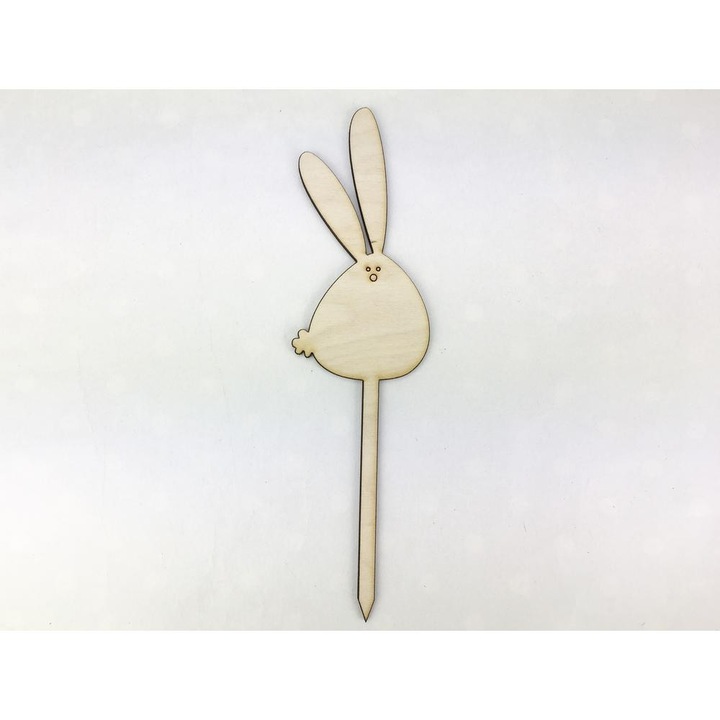 Lemn natural - Iepuraș dolofan de înfipt 5x18,5cm