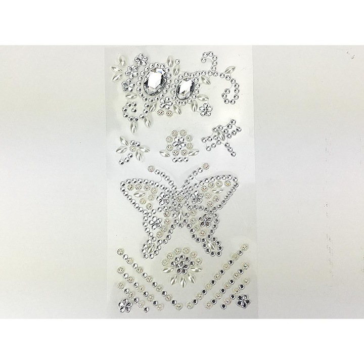 Accesoriu decorativ Fluturi autoadezivi cu paiete argintii