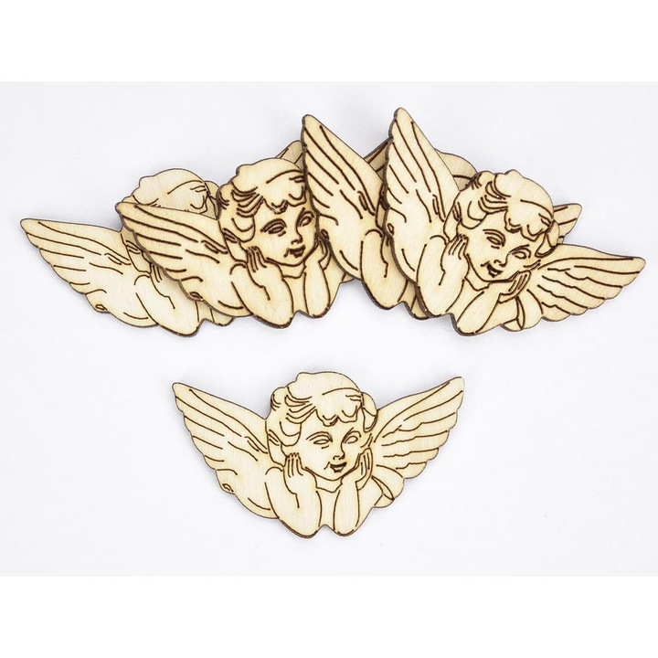 Natúr fa - Angyal gravírozott 3, 3x6cm 5db/csomag