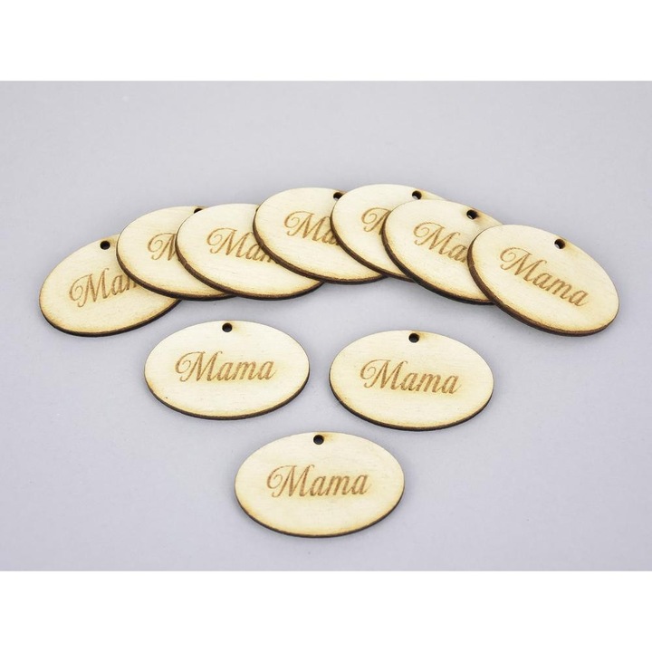 Natúr fa -"Mama" ovál tábla 2, 5x4cm 10db/csomag