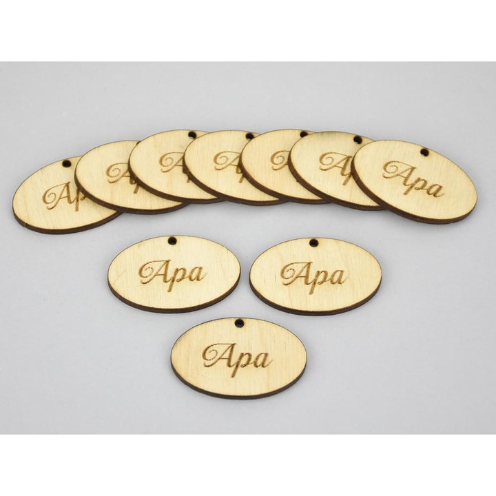 Natúr fa -"Apa" ovál tábla 2, 5x4cm 10db/csomag