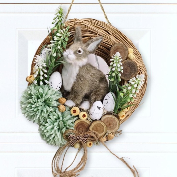 Направи си сам - Закачалка за зайци - Весел великденски венец 25см