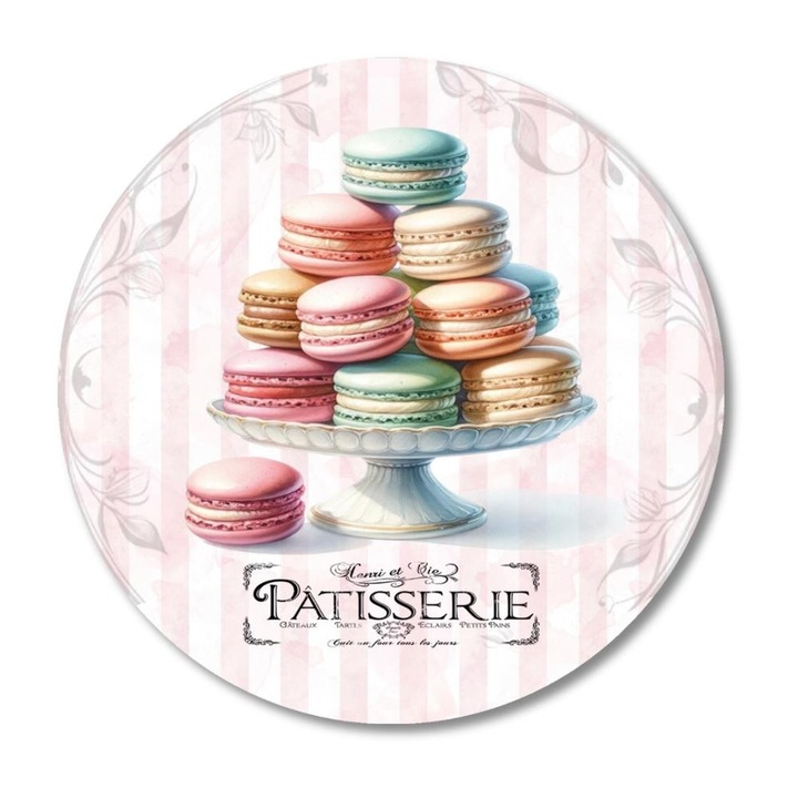 Nyomtatott fa tábla koszorú közép - Macaron 11, 8cm