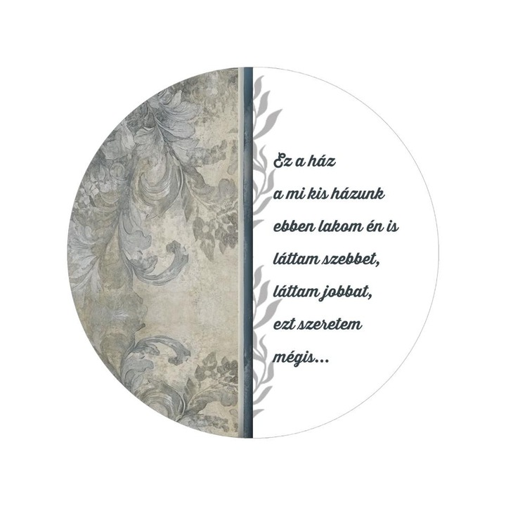 Nyomtatott fa tábla koszorú közép - Ez a ház 11, 8cm