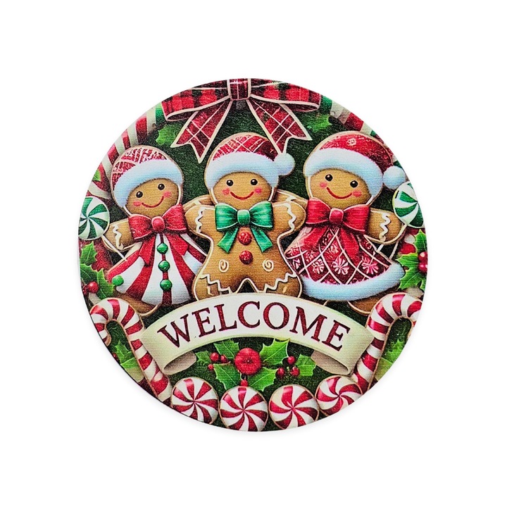 Nyomtatott fa tábla koszorú közép - Mosolygós mézik 11, 8cm