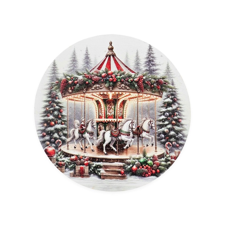 Nyomtatott fa tábla koszorú közép - Körhintás 11, 8cm