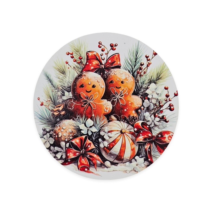 Nyomtatott fa tábla koszorú közép - Mézi pár 11, 8cm