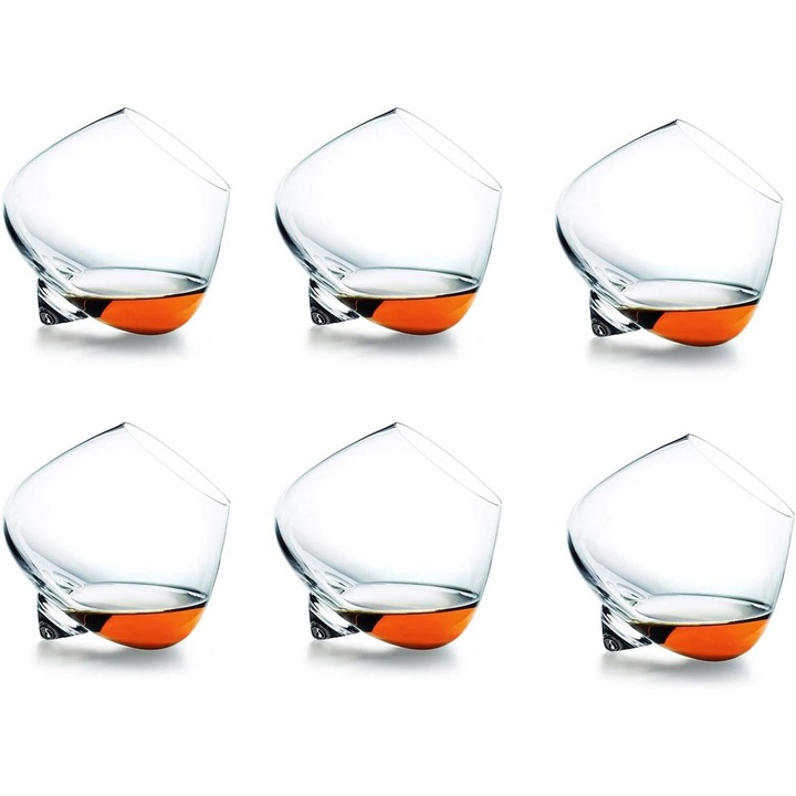 6 darab kristály pohár szett whiskyhez, konyakhoz, rumhoz, shot-hoz, átlátszó színű