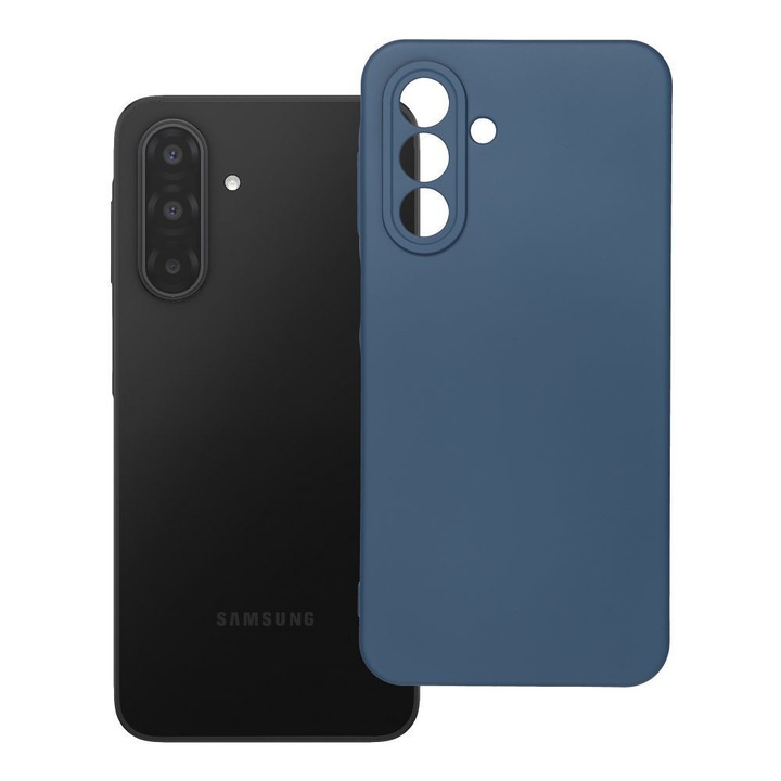 Samsung Galaxy A17 4G / A17 5G kompatibilis szilikon hátlaptok, velúr belsővel, matt, kék, Silicone