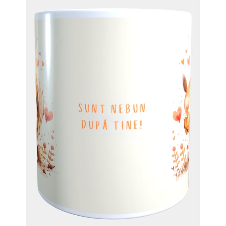 Cana ceramica personalizata „Sunt nebun dupa tine!” – 330 ml, alba