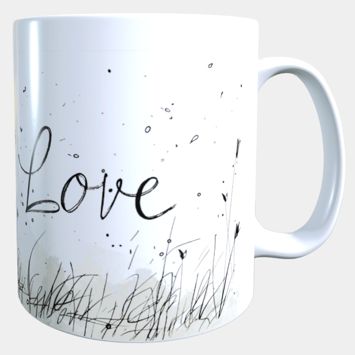 Cana ceramica personalizata „Love” – 330 ml, alba