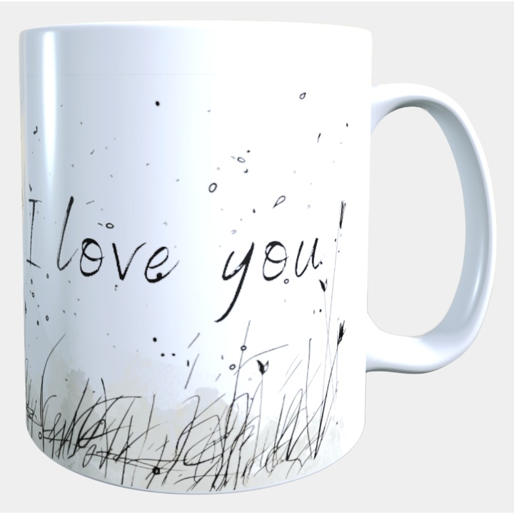 Cana ceramica personalizata „I love you” – 330 ml, alba