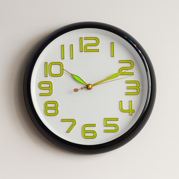 Ceas Perete Magic Time, Bravien, fosfor, cerc negru, 28cm