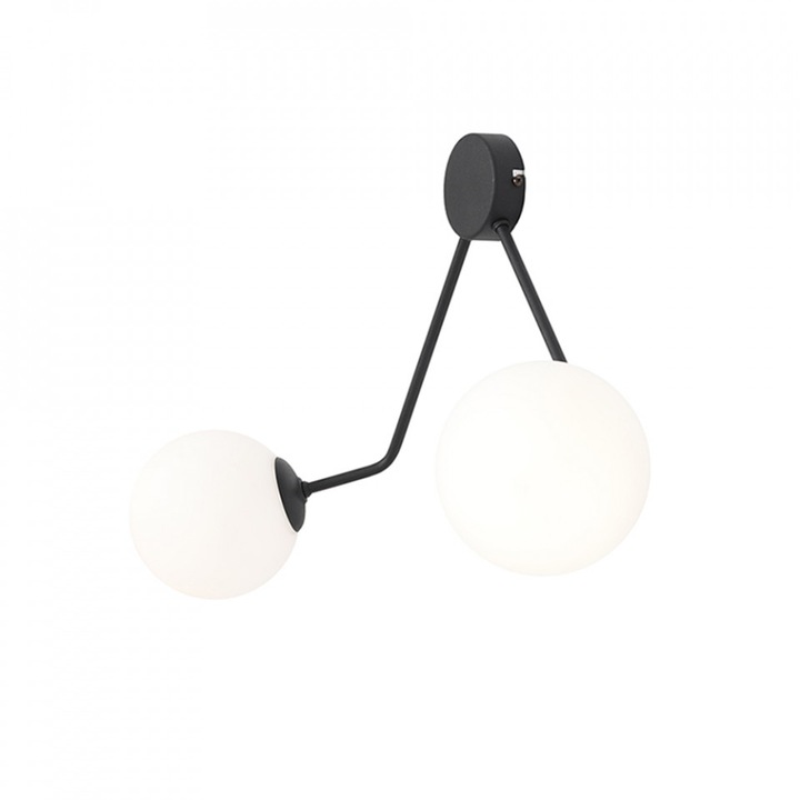 Aplica neagra/alba din sticla cu 2 becuri Holm Aldex