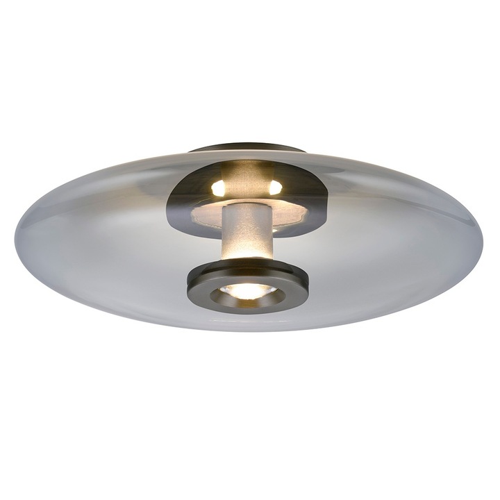 Сива плафониера, Zuma Line, Pure Vitrum, 2 LED, 2700K, IP20