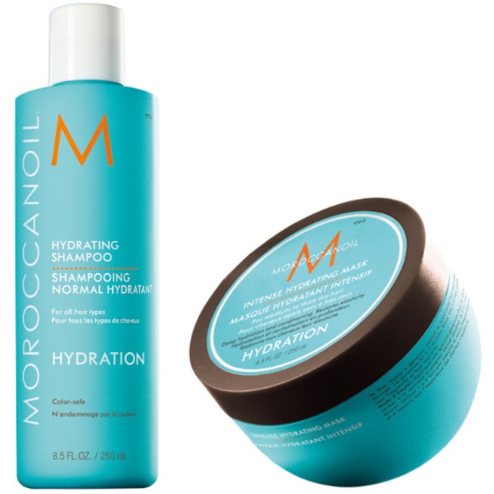 Комплект Moroccanoil, Хидратиращ шампоан, 250 мл + Интензивна хидратираща маска, 250 мл